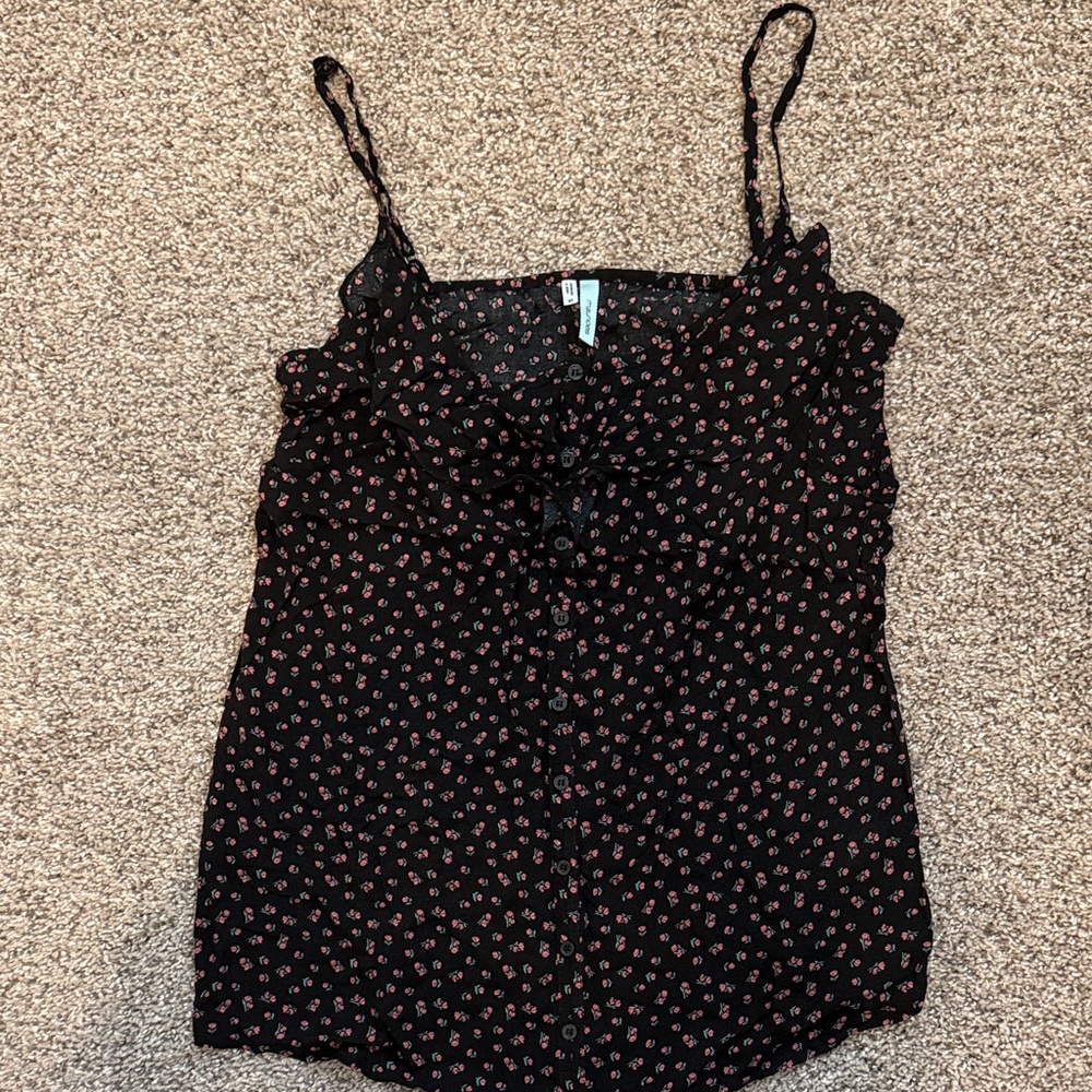 Maurices Black and Pink Floral Camisole